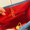 CLASSIC top Single Quality Mommy Bag Purse Large Denim Craft Shopping Bags Women Letter Prints Tote Handbag Long Shoulder Straps