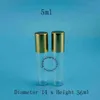 50pcs Promotion 5ml Empty Gold Cap Roll on Bottles Essential Oil1/6OZ Glass Perfume Containers Refillable Cosmetic Packaging