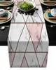 1pcs White Marble Texture Pink Triangle Modern Table Runners For Wedding Party Chirstmas Table Cover el Home Table Decoration 211117