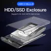 Boîtier HDD 2.5 SATA vers USB 3.0 adaptateur boîtier de disque dur pour disque SSD boîtier HDD Type C 3.1 boîtier HD boîtier de disque dur externe