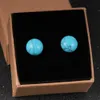 12mm Women Natural Stone Stud Round Chakra Stones Turquoises Rose Quartz Earrings Tiger Eye Onyx Reiki Healing Earring Jewelry