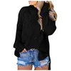 Women's Sweaters Women's Autumn Hoodie Fuzzy Knitted Sweater Sherpa Fleece Side Slit Full Sleeve Jumper Outwears Designer Coat Plus