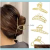 Gioielli per capelli GioielliFermagli per capelli Barrettes Coreano Vintage Opaco Cava Geometrica Color oro Clip in metallo Catena Croce Aessori per donne Ragazze