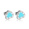 Blue Heart Earring Stud Women Par Flanell Bag Rostfritt stål 10mm Tjock Piercing Body Jewelry Presents For Woman Accessories Wholesale