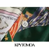 KPYTOMOA Kvinnor Mode Patchwork Chain Print Shorts Vintage Hög Elastiska Midja Sidofickor Kvinna Kort Byxor Mujer 210724