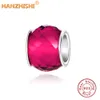 925 Ayar Gümüş Pembe / Kırmızı / Mavi / Şeffaf CZ Murano Cam Boncuk Orijinal Pandora Charm Bilezik Takı Yapımı DIY Hediye S0531