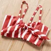 Summer Baby Infant Rompers Clothes Strap Bow Tops Long Pants striped Girls Costume 12M-5T 210629