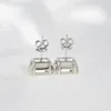 OEVAS 100% 925 Sterling Silver Stud Earrings For Women Sparkling 8*10mm High Carbon Diamond Wedding Party Fine Jewelry Wholesale 220211