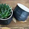 Face Shape Designs Ceramic Vase Porcelain Flower Pot Home Decoration Accessories Planters Golden Black White Tools Y200709