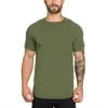 Marca Ginásio Roupas Fitness T Shirt Homens Moda Estenda Hip Hop Verão Manga Curta T-shirt Algodão Muscle Muscle Tshirt Homem 210726