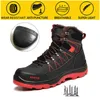 High-Top Work Safety Shoes Mäns Anti-Smashing Anti-Piercing Winter Plus Velvet Warm Protective 211217