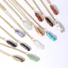 Guldfärg Reiki Healing Crystal Stone Pendant Chakra Rose Opal Tiger Eye Choker Halsband Wholesale Energy Pendants Crystal Halsband smycken