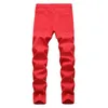 Erkek Moda Kot Iş Rahat Düz Bacak Sıska Sarı Kırmızı Kot Erkekler Punk Pantolon Erkek Streetwear Moda Masculina 210622