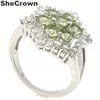 Cluster Rings 20x20mm Romantic Created Green Amethyst White Sapphire CZ Gift For Sister Silver8320742