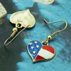 Amerikanische Flagge USA Liebe Herz baumeln Haken Ohrringe patriotischen Schmuck Q0709