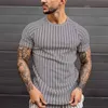 T-shirts Hommes Muscle Hommes Stripes verticales T-shirts imprimés Homme Casual O Cou Cou Sleeve T-shirts Tops