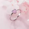 Echte 925 Sterling Silber Romantische Rosa Opal Herzen Ringe für Frauen Einstellbare Offene Finger Ring Mode Edlen Schmuck 210707