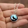 Double Side Glass Ball Time Gemstone Pendant Necklace Howling Wolf Moon Necklace Silver Bronze Chains Fashion Jewelry