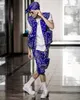 Blaue Paisley-Jacquard-Shorts für Herren, Hip Hop, Sommer, Streetwear, Stickerei, Shorts, Bandana, modisch, locker, lässig, knielang