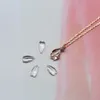 Silvology 925 Sterling Silver Cherry Blossoms Natural Rose Quartz Pendant Necklace Rose Glod Romantic Necklace Female Jewelry Q0531