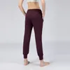 Naked Feel Fabric Yoga Workout Sport Joggers Pants Women Midja Drawstring Fitness Running Sweat Trousers med två sidor Style Style