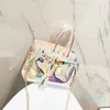 Sac en gelée Nouvelles tendances femmes coloré transparent transparent jelly pvc laser sac à main le sac de messager de la chaîne d'épaule refléter la fête à la plage mini sac à main1