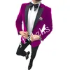 Handsome Velveteen Groomsmen Peak Lapel Groom Tuxedos Man's Suits Wedding/Prom/Dinner Man Blazer(Jacket+Pants+Tie) K582