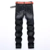 Jeans Masculinos 2021 Homens Motociclista Calças Marca Rasgado Buraco Masculino Magro Fit Reta Denim Homem Designer Patchwork