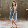 3~12歳の女の子ドレス夏2021年新しい韓国の子供の夏のスタイル小さな女の子Puffy Gauze Princess Dress Q0716