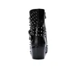 Rock Punk Rivets Western Boots Man Läder Stövlar Män Militär Spikes Mäns Botas Hombre Motorcykel, Stora Storlekar