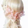 Dwtkl女性のヘッドドレスの花嫁のピンクの絹の花のヘッドピースのヘッドウェアヘアアクセサリーの結婚式やパーティーのためのヘアアクセサリー