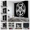 Pentagramme drapeau de Satan Tarot chat noir tapisserie suspendu main Hippie lune loup sorcellerie décor tapisseries couverture murale