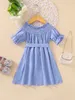 Toddler Girls Shirred Frill Trim High Low Hem Belted Dress SHE