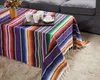 150*200cm Mexican Style Tassel Tablecloth Rainbow Pattern Cotton Color Strip Shawl Carnival Blanket Party Wedding Decoration