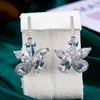 Dangle & Chandelier GODKI Women Bride Wedding Luxury Flowers Clear Crystal Drop Earrings Fashion Ladies Daily Party Show Earring Jewelry Gif