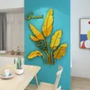 거실에 대 한 녹색 잎 아크릴 거울 벽 스티커 바나나 트리 패션 3D 미러 홈 장식 창 아트 장식 210310