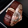 Men's Sport Watch Butterfly Clasp Leather Straps Stainless Steel Case Sapphire Glass 2813 Automatic Movement Rose Gold340r