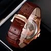 Men's Sport Watch Butterfly Clasp Leather Straps Stainless Steel Case Sapphire Glass 2813 Automatic Movement Rose Gold