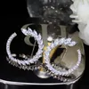 Orecchini di marca di moda trasparenti orecchini a bottone con zirconi di forma rotonda per le donne CZ regalo di gioielli CZ135 210714