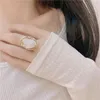 Cluster Rings LOVOACC Oversize Imitation Baroque Pearl Adjustable Irregular Oval Charm Exaggerated Steampunk Women Jewelry