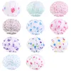 New Waterproof Shower Cap Printed Polka Dots With Lace Bath Hat For Women Reusable Hair Cover Salon Spa Bathroom Products