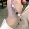 Paski z koralikami Miłość serce naturalne perły słodkowodne Purple kryształowe kamienie bransoletki dla kobiet biżuteria modowa YBR493 Fawn22