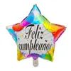 50 sztuk 18 cali hiszpańskiej folii balony Feliz Cumpleanos mylar helu balon Happy Birthday Party Dekoracji Okrągłe Baloes Air Globs 210626