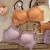 Briefs Panties Roseheart New Women Fashion Pink Pruple Lace Wireless Bralette Panties Push Up Bra Sets Underwear Sexy Lingerie Sets L2404