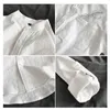 Conception simple Couleurs unies Chemises à manches longues Mode coréenne Col Mandarin 100% coton Blanc Chemise noire Douce et confortable 220216