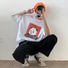 Men T-shirt Short Sleeve Baggy Hip Hop Male O-neck Harajuku Fashion Stay Tuned Cute Panda Graphic