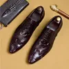 Frühling Herbst Hochzeit Formale Schuhe Aus Echtem Leder Lace Up Punkt Kappe Marke Business Büro Oxford Schuhe für Männer A41