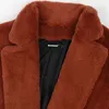 Nerazzurri Jesień Longvize Brown Soft Light Faux Fur Coat Kobiety Z Długim Rękawem Pas Casual Koreański Moda bez przycisków 211123