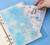 A6 PVC 책 표지 반짝이 플라스틱 바인더 삽입 포켓 6 링 느슨한 잎 가방 Filofax 지퍼 봉투 Bult-in Flakes