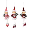 Juldekoration Buffalo Plaid Angel Girl Doll Pendant Xmas Tree Hängande Ornament Semester Nyår Gåvor XBJK2110